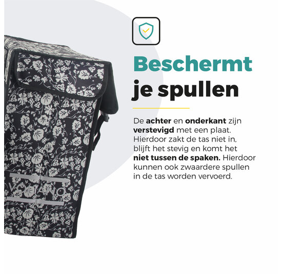 Voltano Dubbele Fietstas XXL - Midnight Blossom - 60 Liter