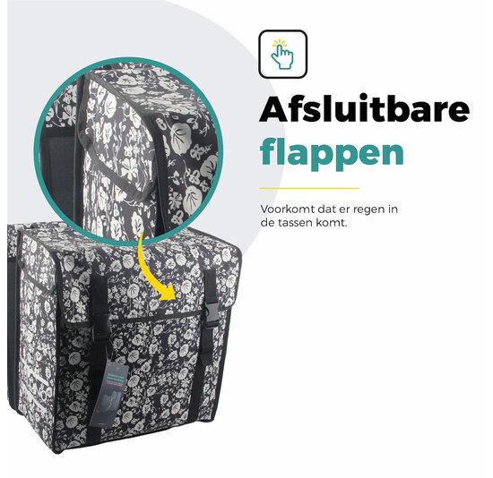 Voltano Dubbele Fietstas XXL - Midnight Blossom - 60 Liter