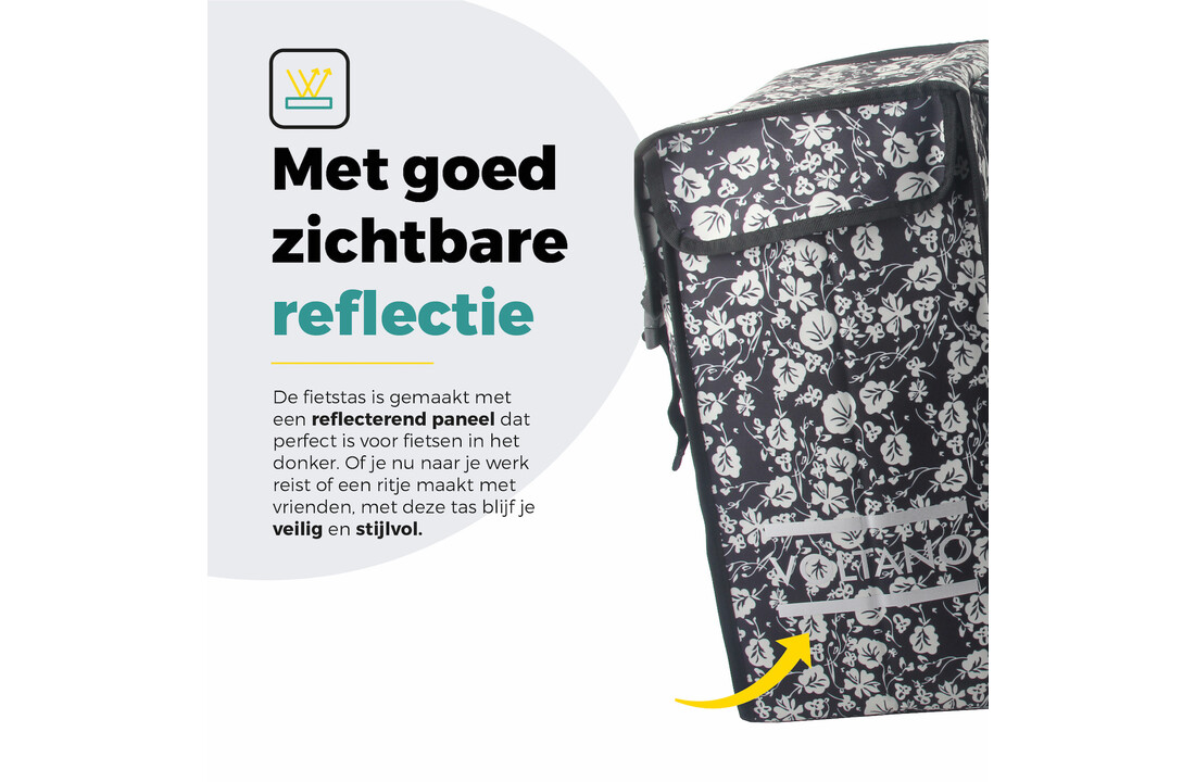 Voltano Dubbele Fietstas XXL - Midnight Blossom - 60 Liter
