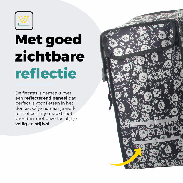 Voltano Dubbele Fietstas XXL - Midnight Blossom - 60 Liter