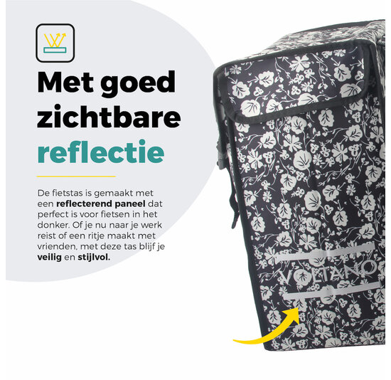 Voltano Dubbele Fietstas XXL - Midnight Blossom - 60 Liter