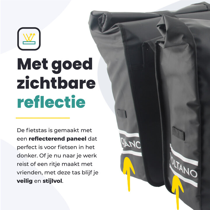 Voltano Dubbele Fietstas Rolltop - Zwart - 48 Liter - 100% Waterdicht