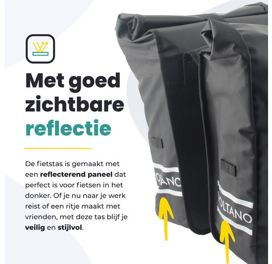 Voltano Dubbele Fietstas Rolltop - Zwart - 48 Liter - 100% Waterdicht