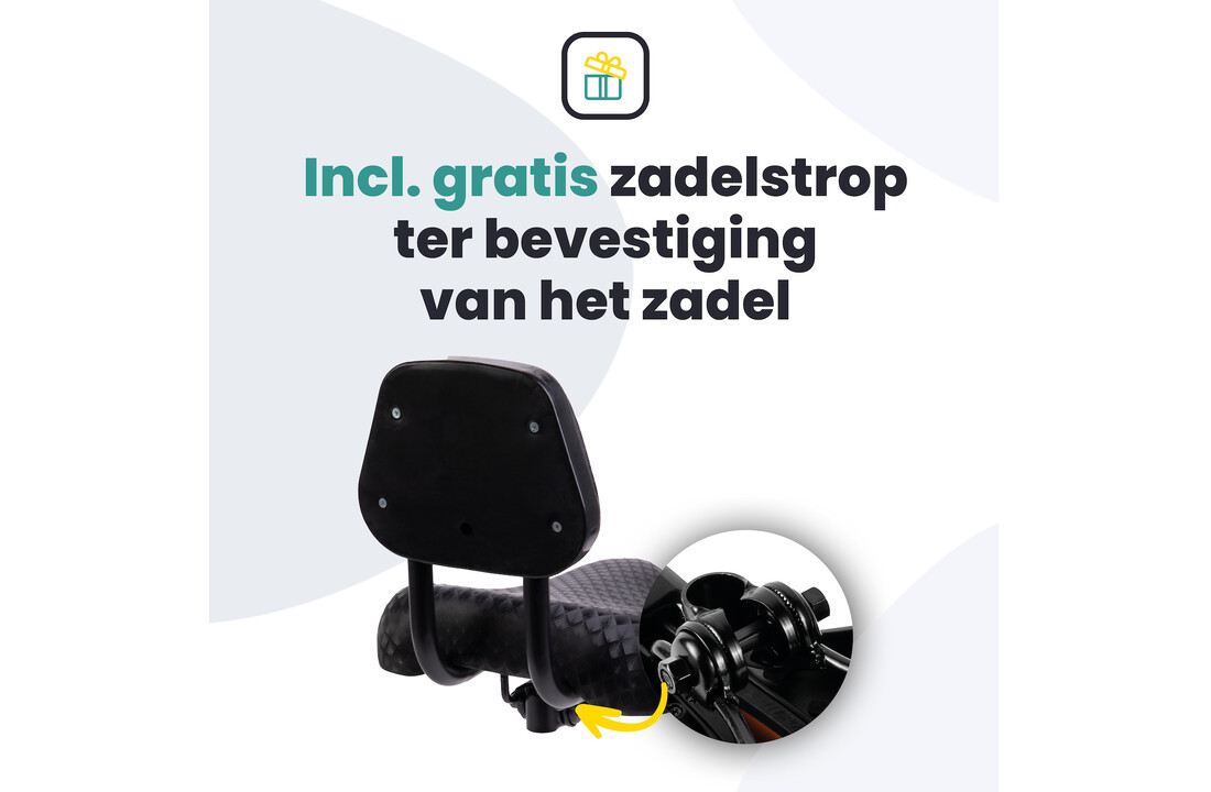 Voltano Fietszadel Met Rugsteun / Rugleuning - Zwart - Verstelbaar - Waterdicht - Gratis Zadelstrop