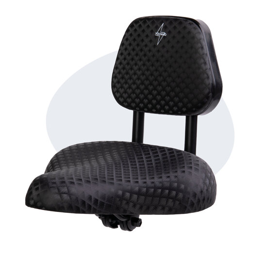 Voltano Fietszadel Met Rugsteun / Rugleuning - Zwart - Verstelbaar - Waterdicht - Gratis Zadelstrop