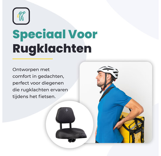 Voltano Fietszadel Met Rugsteun / Rugleuning - Zwart - Verstelbaar - Waterdicht - Gratis Zadelstrop