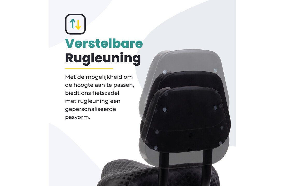 Voltano Fietszadel Met Rugsteun / Rugleuning - Zwart - Verstelbaar - Waterdicht - Gratis Zadelstrop