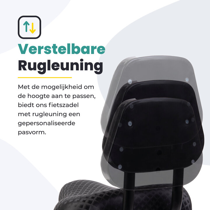 Voltano Fietszadel Met Rugsteun / Rugleuning - Zwart - Verstelbaar - Waterdicht - Gratis Zadelstrop