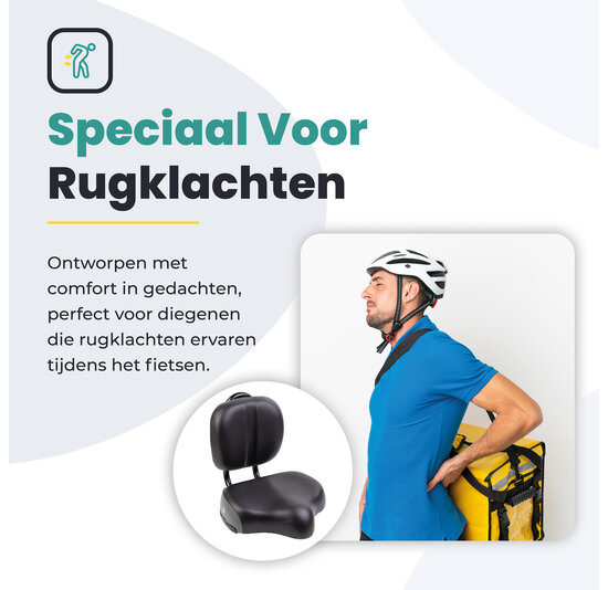 Voltano Fietszadel Met Rugsteun / Rugleuning - Zwart / Grijs - Verstelbaar - Waterdicht - Gratis Zadelstrop
