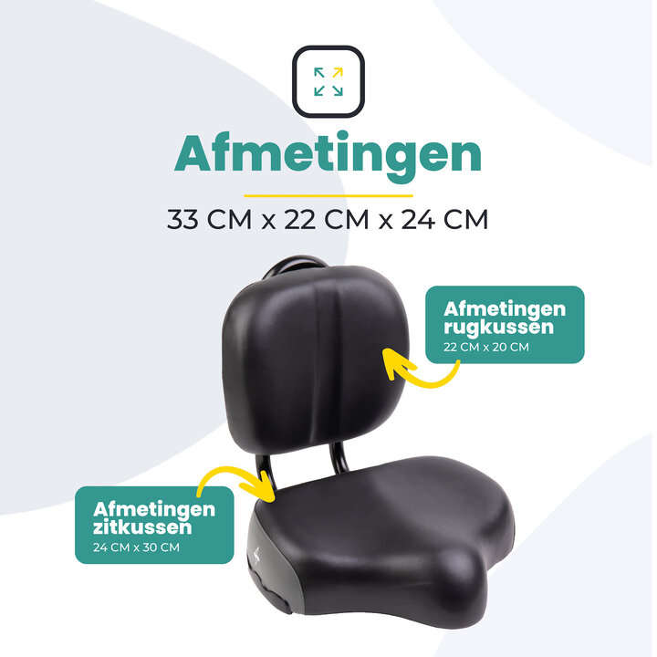 Voltano Fietszadel Met Rugsteun / Rugleuning - Zwart / Grijs - Verstelbaar - Waterdicht - Gratis Zadelstrop