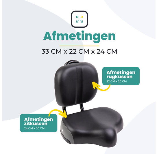 Voltano Fietszadel Met Rugsteun / Rugleuning - Zwart / Grijs - Verstelbaar - Waterdicht - Gratis Zadelstrop