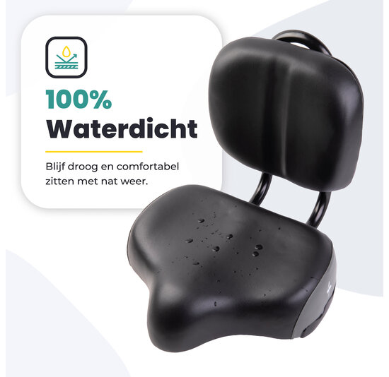 Voltano Fietszadel Met Rugsteun / Rugleuning - Zwart / Grijs - Verstelbaar - Waterdicht - Gratis Zadelstrop