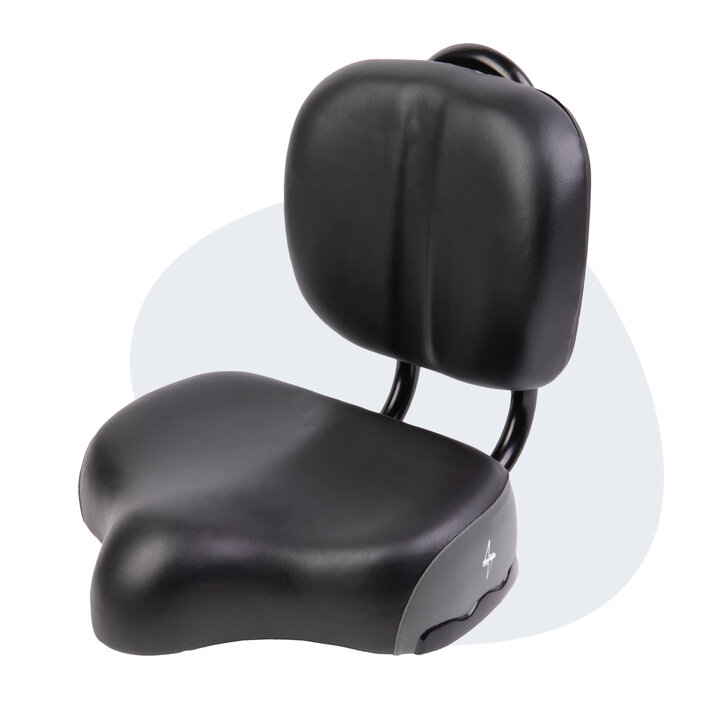 Voltano Fietszadel Met Rugsteun / Rugleuning - Zwart / Grijs - Verstelbaar - Waterdicht - Gratis Zadelstrop