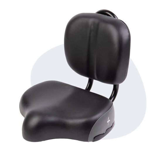 Voltano Fietszadel Met Rugsteun / Rugleuning - Zwart / Grijs - Verstelbaar - Waterdicht - Gratis Zadelstrop