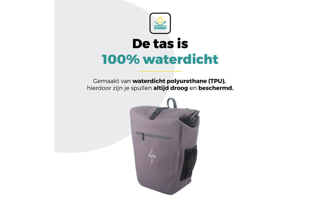 Voltano Luxe E-bike Fietstas 28L - Taupe - Pakaftas Met Laptop vak - 100% Waterdicht