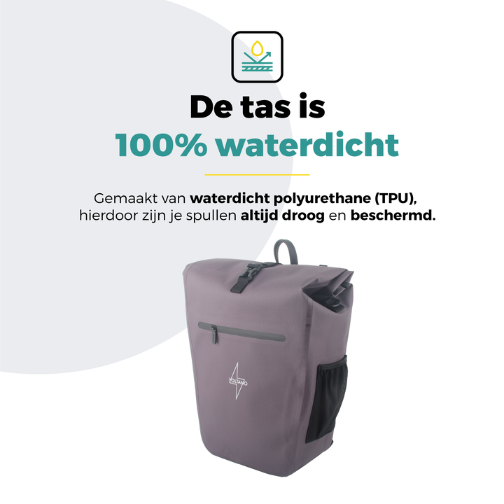 Voltano Luxe E-bike Fietstas 28L - Taupe - Pakaftas Met Laptop vak - 100% Waterdicht