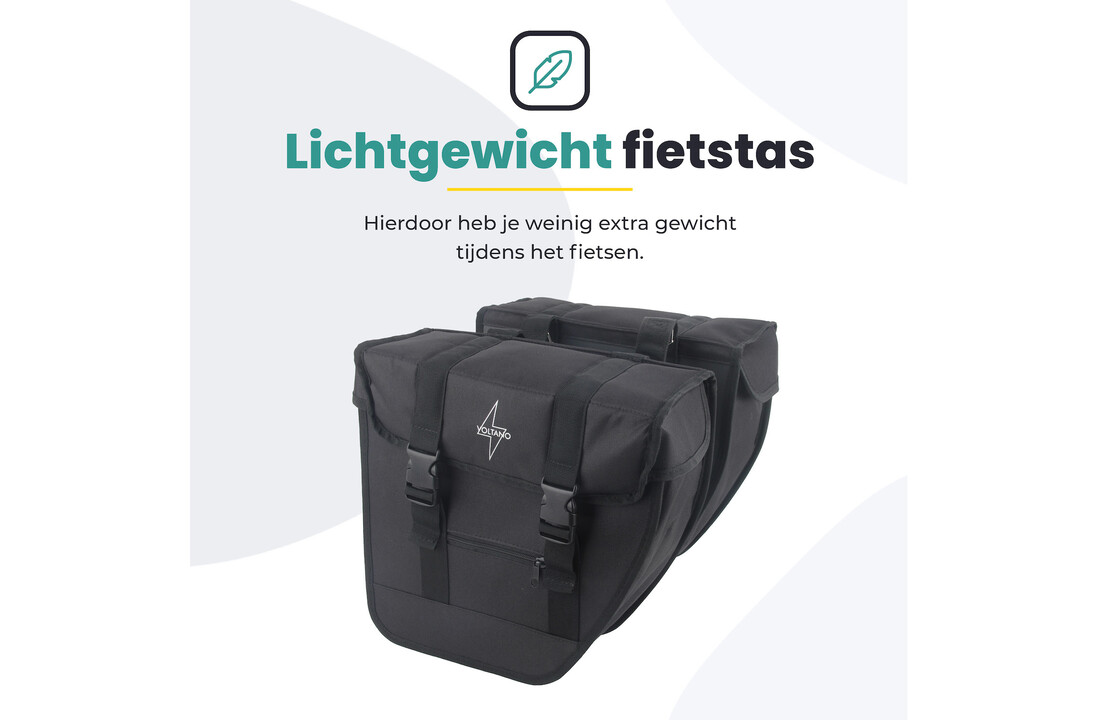 Voltano Dubbele Fietstas Urban Flow XL Afgeschuind - Zwart - 40 Liter - Waterdicht Polyester