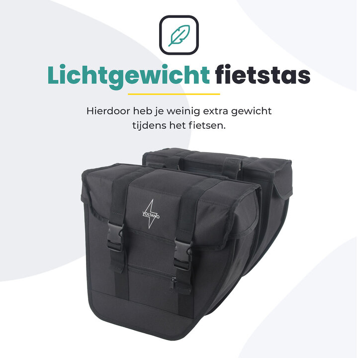Voltano Dubbele Fietstas Urban Flow XL Afgeschuind - Zwart - 40 Liter - Waterdicht Polyester