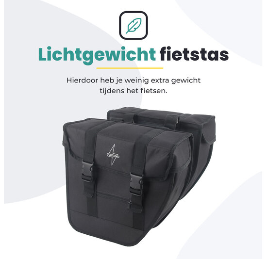 Voltano Dubbele Fietstas Urban Flow XL Afgeschuind - Zwart - 40 Liter - Waterdicht Polyester