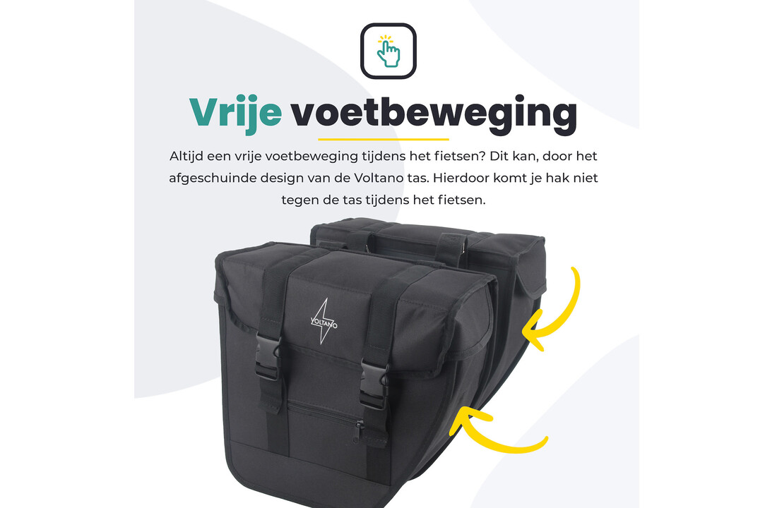 Voltano Dubbele Fietstas Urban Flow XL Afgeschuind - Zwart - 40 Liter - Waterdicht Polyester