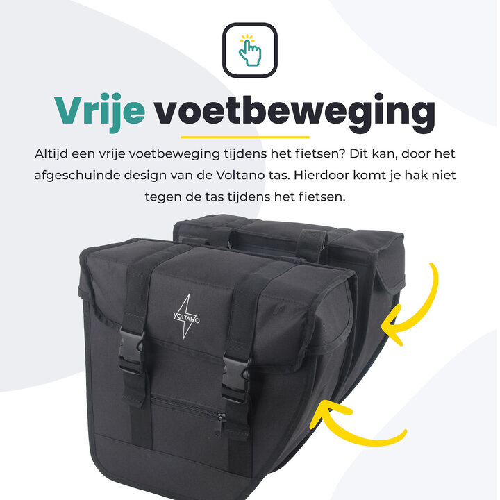 Voltano Dubbele Fietstas Urban Flow XL Afgeschuind - Zwart - 40 Liter - Waterdicht Polyester