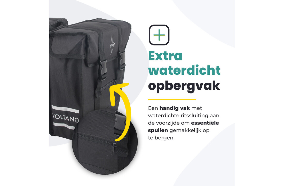 Voltano Dubbele Fietstas Urban Flow XL Afgeschuind - Zwart - 40 Liter - Waterdicht Polyester