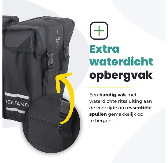 Voltano Dubbele Fietstas Urban Flow XL Afgeschuind - Zwart - 40 Liter - Waterdicht Polyester