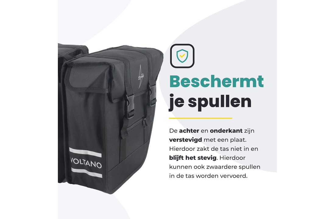 Voltano Dubbele Fietstas Urban Flow XL Afgeschuind - Zwart - 40 Liter - Waterdicht Polyester