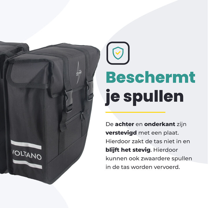 Voltano Dubbele Fietstas Urban Flow XL Afgeschuind - Zwart - 40 Liter - Waterdicht Polyester
