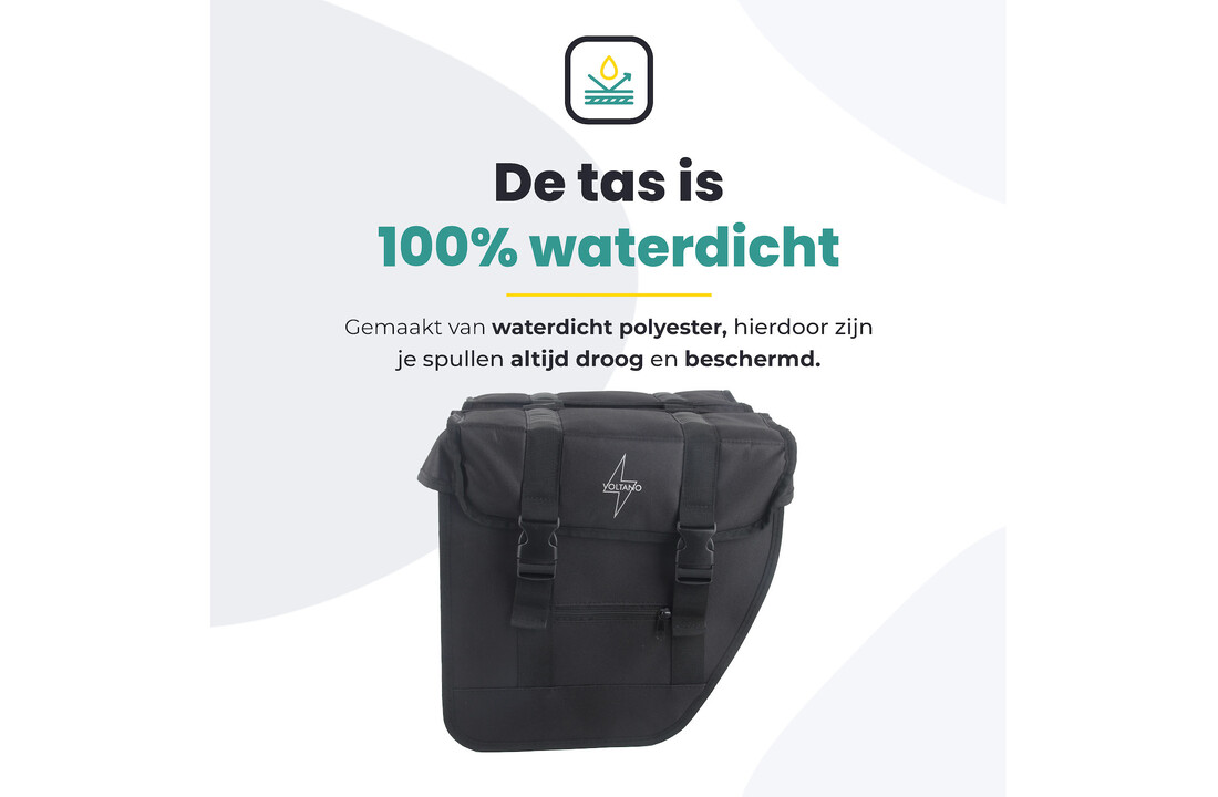 Voltano Dubbele Fietstas Urban Flow XL Afgeschuind - Zwart - 40 Liter - Waterdicht Polyester