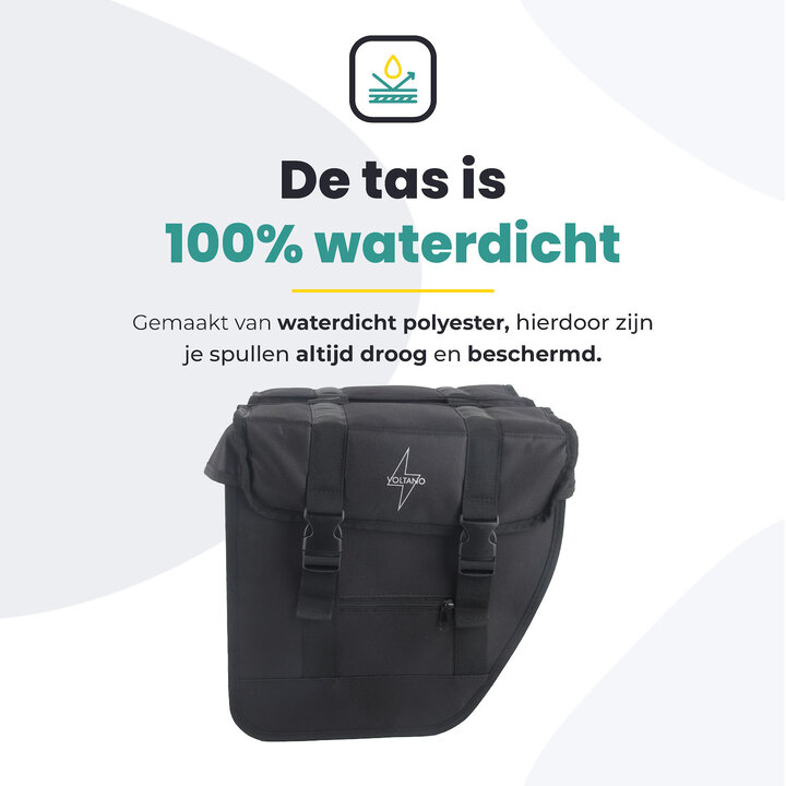 Voltano Dubbele Fietstas Urban Flow XL Afgeschuind - Zwart - 40 Liter - Waterdicht Polyester