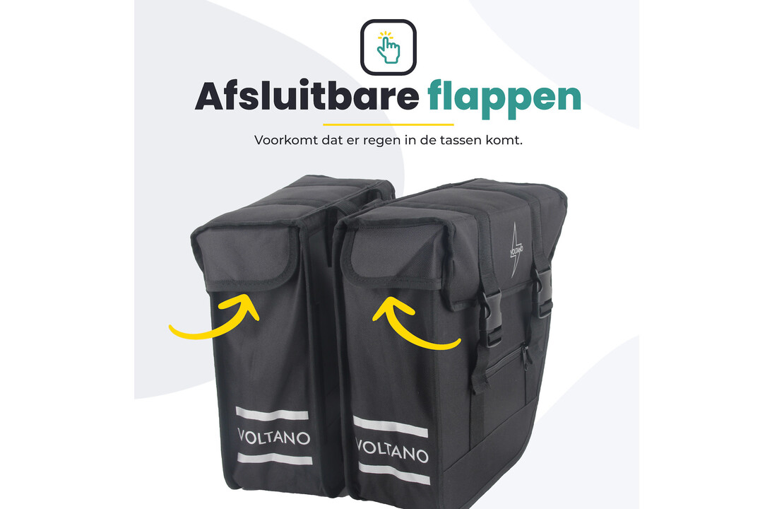 Voltano Dubbele Fietstas Urban Flow XL Afgeschuind - Zwart - 40 Liter - Waterdicht Polyester
