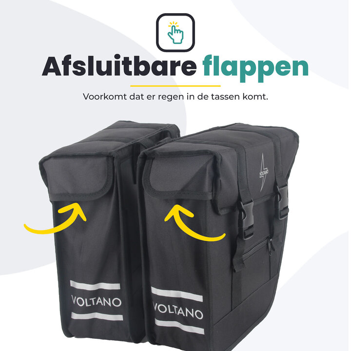 Voltano Dubbele Fietstas Urban Flow XL Afgeschuind - Zwart - 40 Liter - Waterdicht Polyester