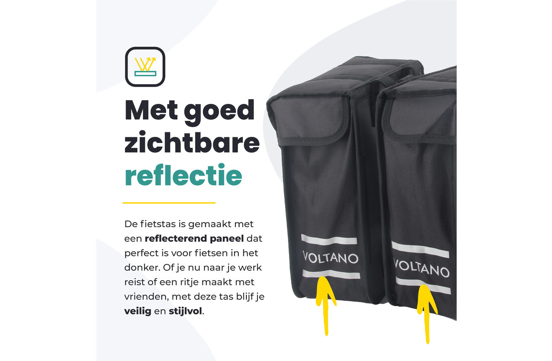 Voltano Dubbele Fietstas Urban Flow XL Afgeschuind - Zwart - 40 Liter - Waterdicht Polyester