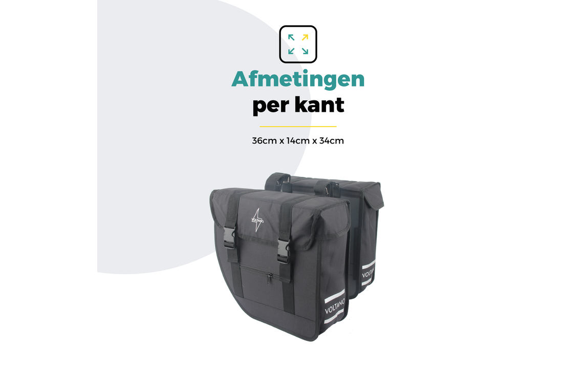 Voltano Dubbele Fietstas Urban Flow XL Afgeschuind - Zwart - 40 Liter - Waterdicht Polyester