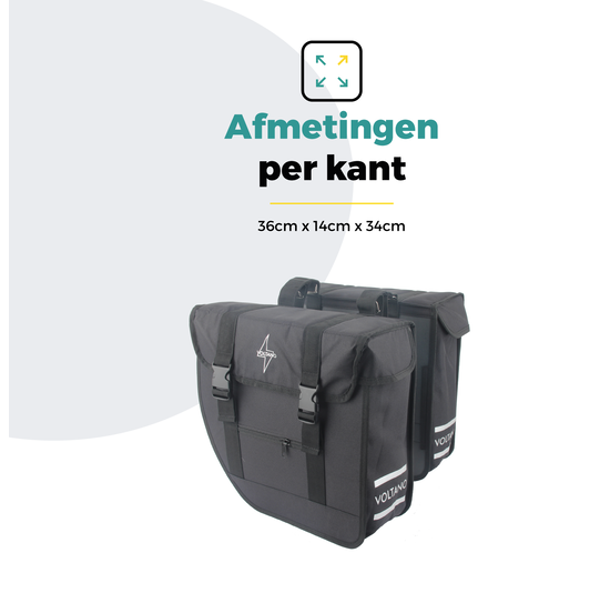 Voltano Dubbele Fietstas Urban Flow XL Afgeschuind - Zwart - 40 Liter - Waterdicht Polyester