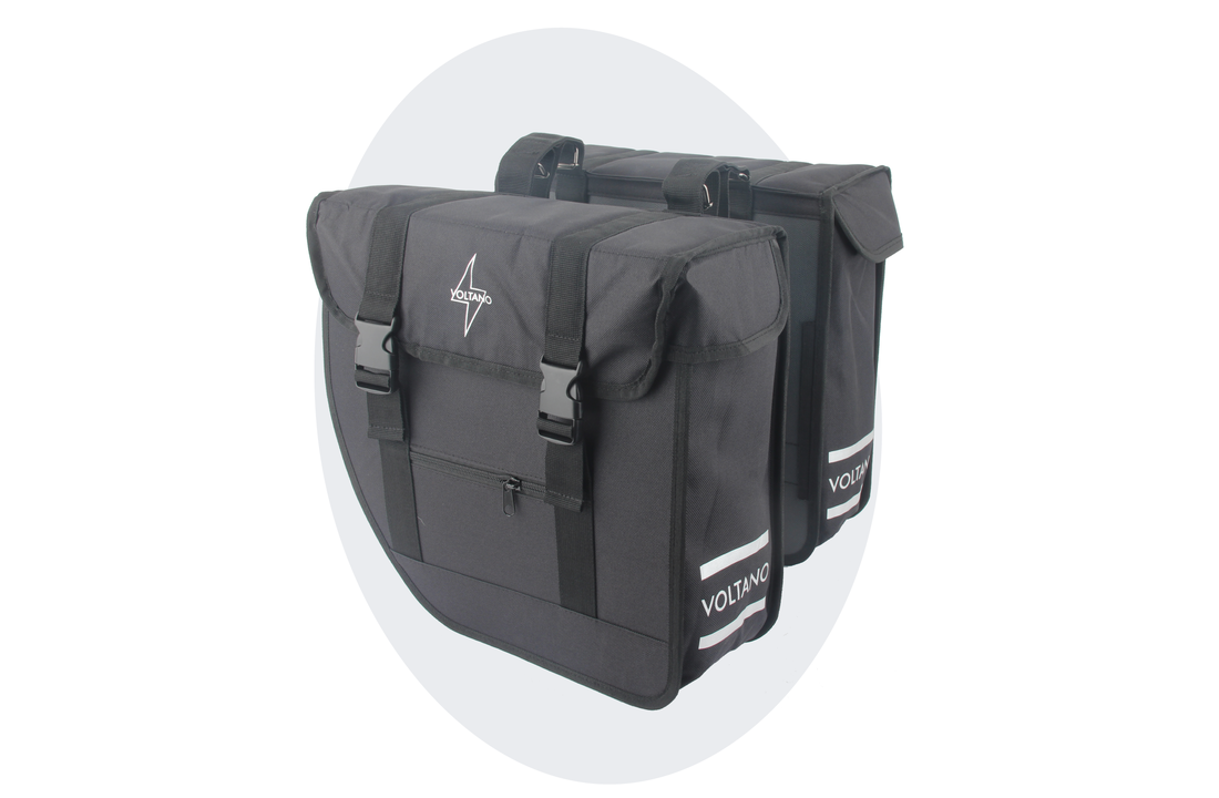 Voltano Dubbele Fietstas Urban Flow XL Afgeschuind - Zwart - 40 Liter - Waterdicht Polyester