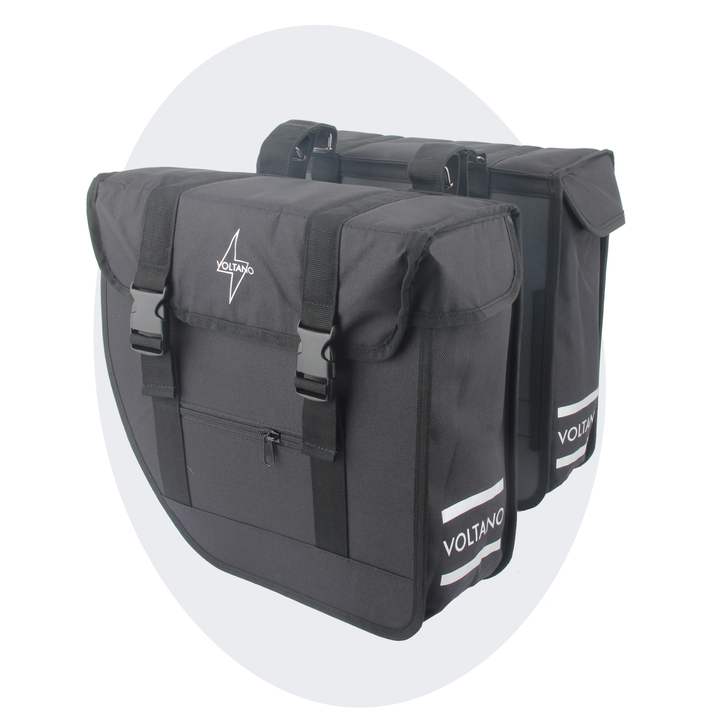 Voltano Dubbele Fietstas Urban Flow XL Afgeschuind - Zwart - 40 Liter - Waterdicht Polyester