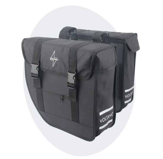 Voltano Dubbele Fietstas Urban Flow XL Afgeschuind - Zwart - 40 Liter - Waterdicht Polyester