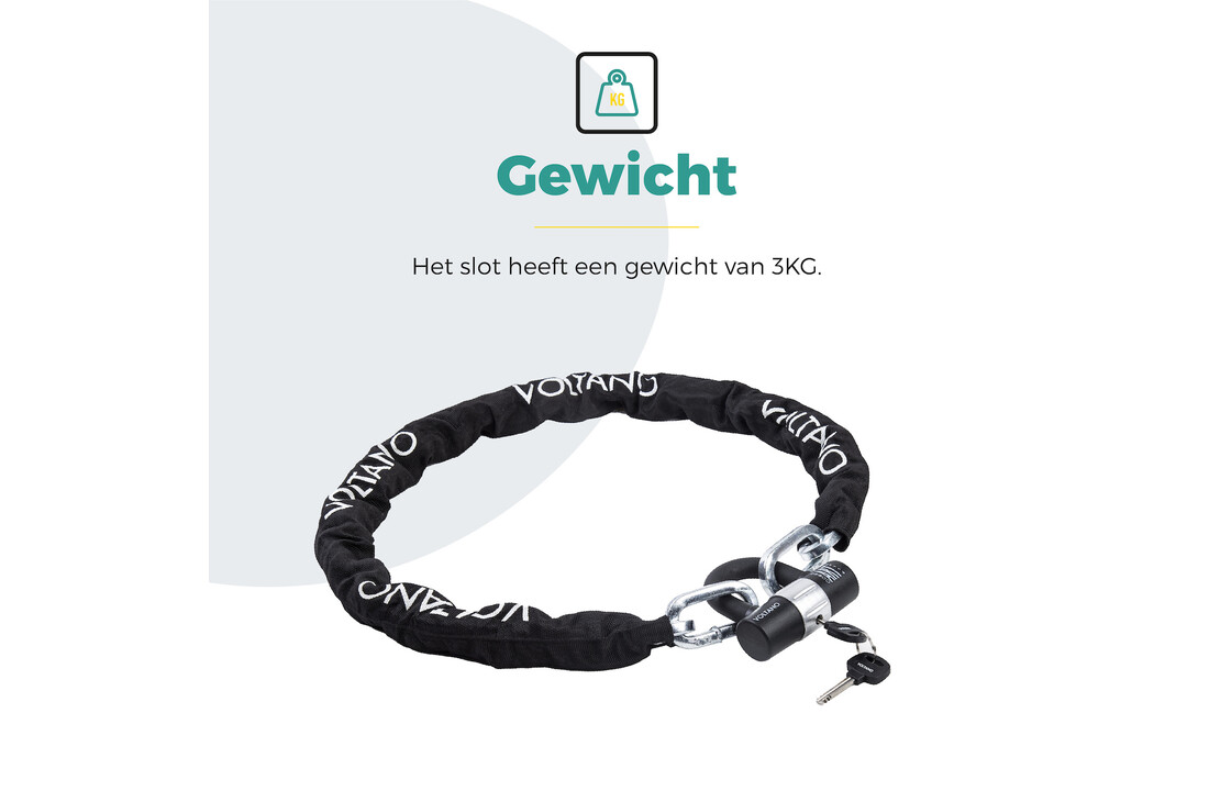Voltano ART3 Kettingslot Met Hangslot - Zwart - 130 CM - ART 3 Slot