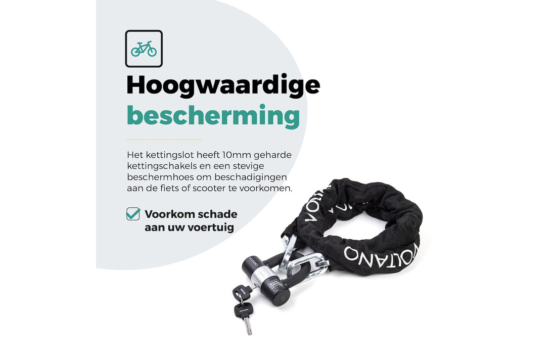 Voltano ART3 Kettingslot Met Hangslot - Zwart - 130 CM - ART 3 Slot