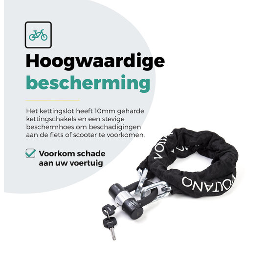 Voltano ART3 Kettingslot Met Hangslot - Zwart - 130 CM - ART 3 Slot