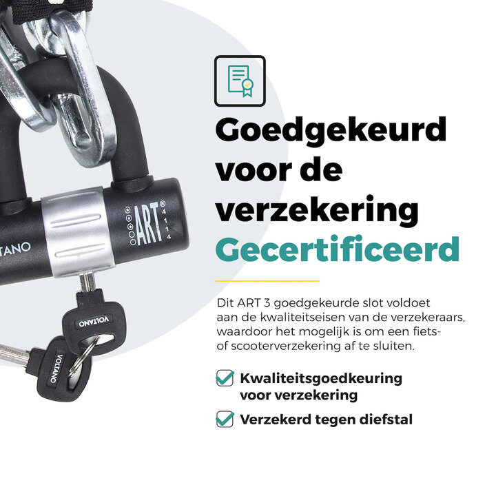 Voltano ART3 Kettingslot Met Hangslot - Zwart - 130 CM - ART 3 Slot