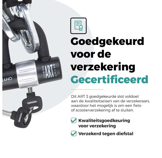 Voltano ART3 Kettingslot Met Hangslot - Zwart - 130 CM - ART 3 Slot