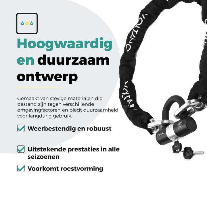 Voltano ART4 Kettingslot Motor Met U-Lock - Zwart - 130 CM -  ART 4 Slot