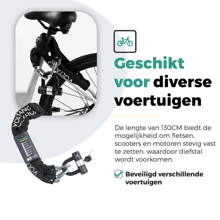 Voltano ART4 Kettingslot Motor Met U-Lock - Zwart - 130 CM -  ART 4 Slot