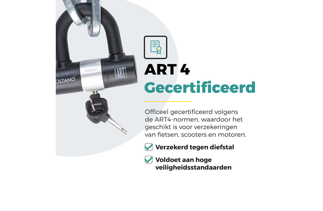 Voltano ART4 Kettingslot Motor Met U-Lock - Zwart - 130 CM - ART 4 Slot