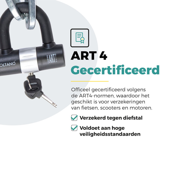 Voltano ART4 Kettingslot Motor Met U-Lock - Zwart - 130 CM -  ART 4 Slot