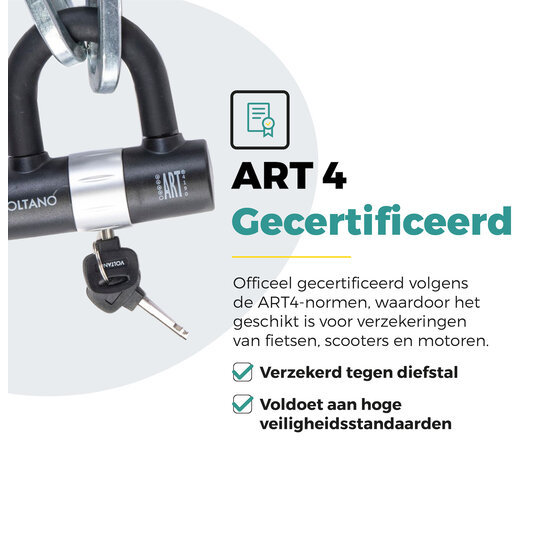 Voltano ART4 Kettingslot Motor Met U-Lock - Zwart - 130 CM -  ART 4 Slot
