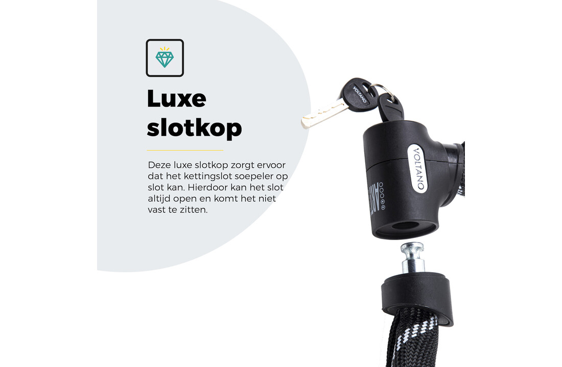 Voltano ART2 Kettingslot Fiets Met Luxe Slotkop - Zwart - 120 CM - ART 2 Slot